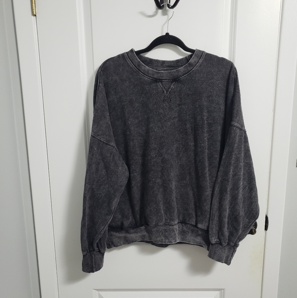JO & CO Grey Acid Washed Sweatshirt with Pockets